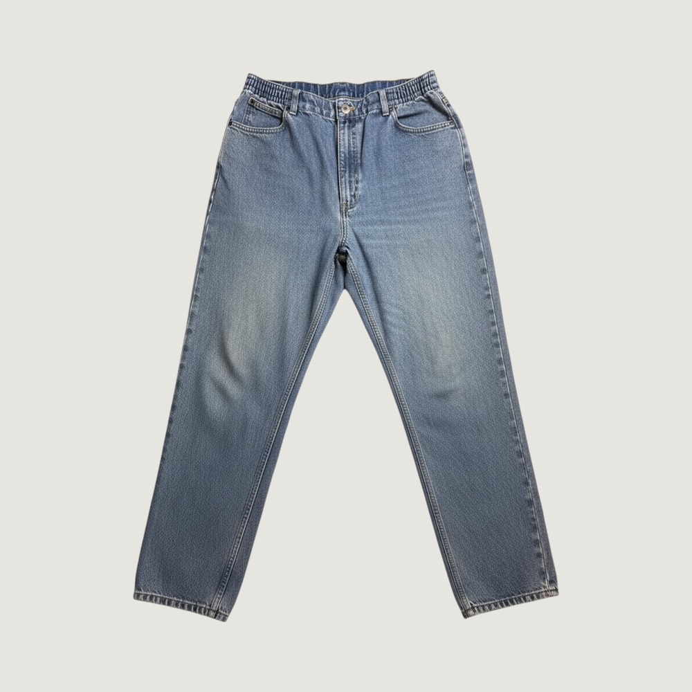 LL Bean Jeans Womens 14 Double L Comfort Waist Blue Elastic Relaxed T636